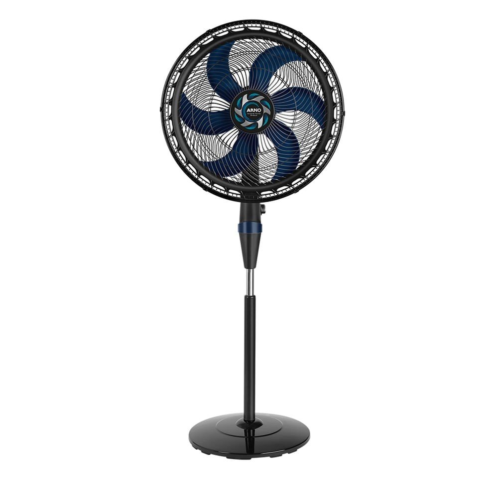 Arno Xtreme Force Breeze VB52 Coluna 50 cm: Ventilador de coluna de 50 cm e 6 pás, com 126 W, vazão de 1,41 m³/s informada pela Arno e cabo de 240 cm