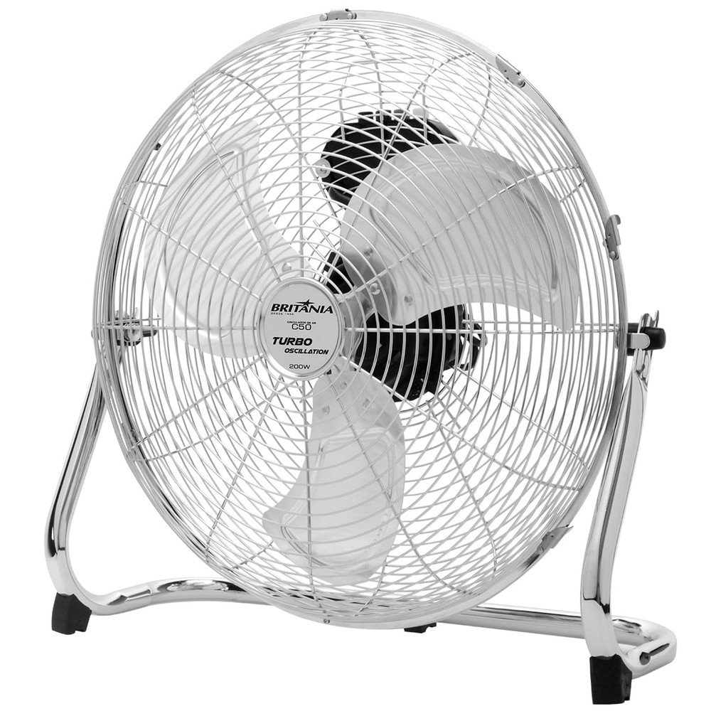 Britânia C50 Turbo Oscillation 200 W: Circulador de ar de mesa com 200 W, 3 pás, 3 velocidades e grade de aço inoxidável