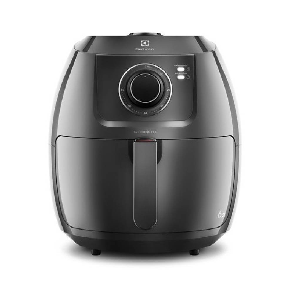 Electrolux EAF50: Air fryer de 5 L com botões seletores, 8 receitas sugeridas no painel e cesto com dupla camada antiaderente