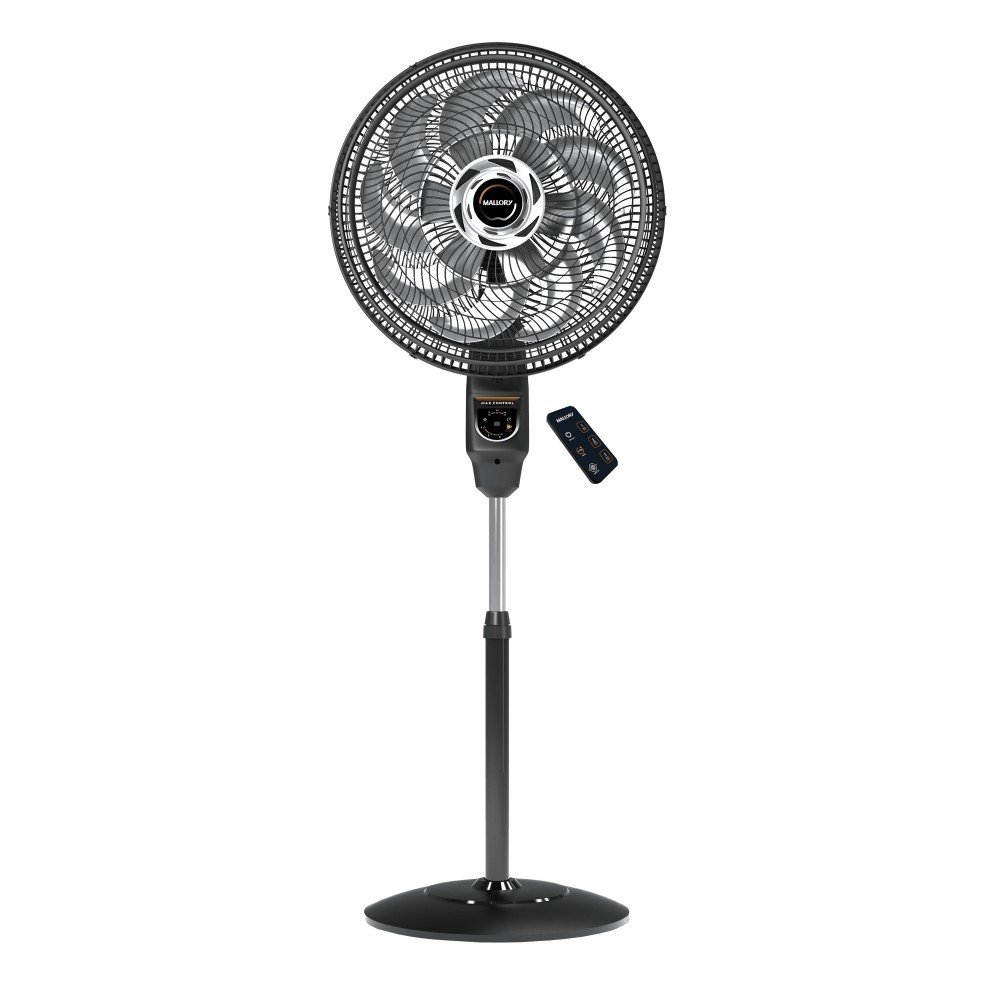 Mallory Max Control com Controle Remoto: Ventilador de coluna com controle remoto, 15 pás, 140 W, 3 velocidades, função turbo e altura de 1,12 a 1,30 m