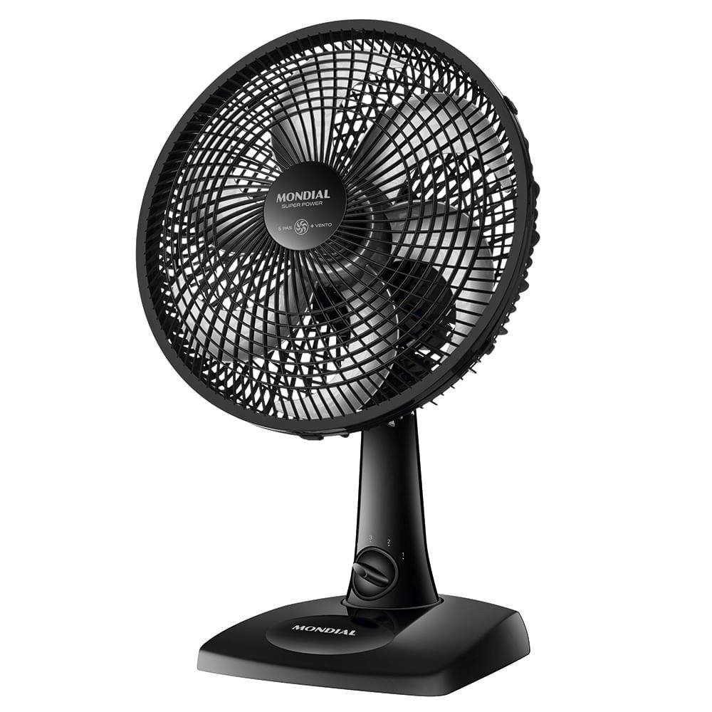 Mondial Super Power VSP-30-B: Ventilador de mesa de 30 cm e 6 pás, com 3 velocidades, oscilação lateral e inclinação regulável
