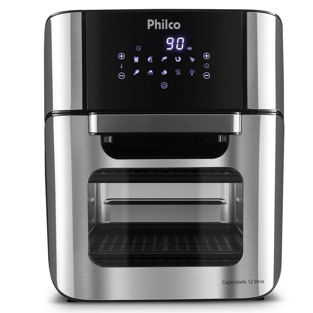 Philco PFR2200P: Air fryer oven 4 em 1 de 12 L com painel touch de 9 funções, desidratar de 30 a 80 °C, luz interna e garantia de 1 ano